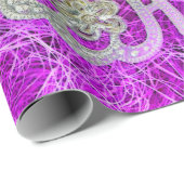 Papier Cadeau Papillon bleu Turquoise doré jaune doré (Coin rond)