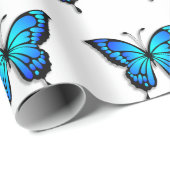 Papier cadeau Papillon bleu vif (Coin rond)