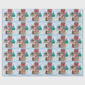 Papier Cadeau Papillon Chien dans la neige Maison de Chien de No (Plat)