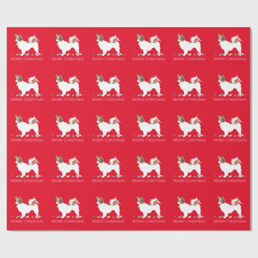 Papier Cadeau Papillon Chien Joyeux Noël Design (Plat)