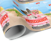 Papier Cadeau Papillon Chien Saint-Valentin Coeurs de Camion (Coin rond)