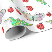Papier Cadeau Papillon, colibri et Motif de coccinelle (Coin rond)