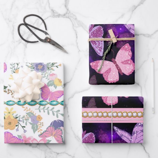 Papier cadeau papillon coloré (Recto)