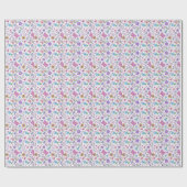 Papier Cadeau Papillon Coloré Et Fleur Mat (Plat)