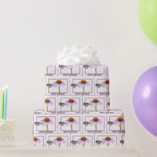 Papier Cadeau Papillon d'anniversaire sur la fleur de cône