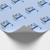 Papier Cadeau Papillon de chat siamois monogramme initiale T nom (Coin)