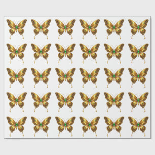 Papier Cadeau Papillon de cristal émeraude doré