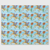 Papier Cadeau Papillon de girafe sirotant sur un art (Plat)