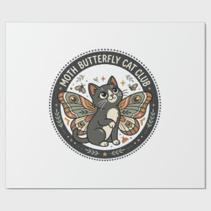 Papier Cadeau Papillon de nuit Chat POD Art Vectoriel - Papillon