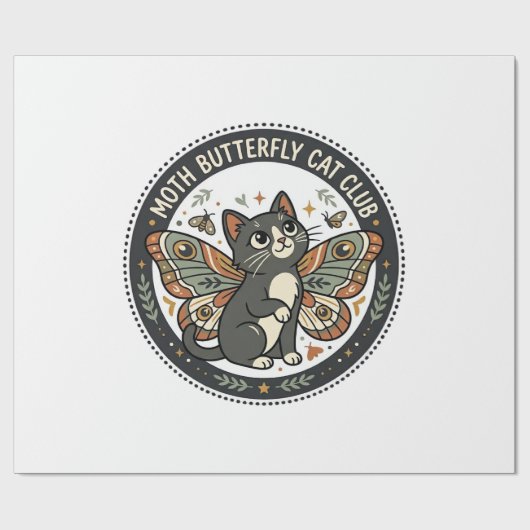 Papier Cadeau Papillon de nuit Chat POD Art Vectoriel - Papillon (Plat)