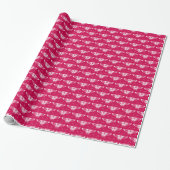 Papier Cadeau Papillon déco stylisé - rose fuchsia (Déroulé)