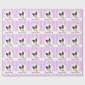 Papier Cadeau Papillon Dog and Lavender Stripes Joyeux Anniversa (Plat)