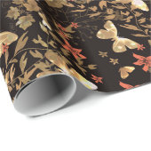 Papier Cadeau Papillon d'or (Coin rond)