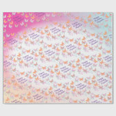 Papier Cadeau Papillon fête d'anniversaire Enfants colorés (Plat)