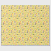 Papier Cadeau Papillon floral jaune (Plat)