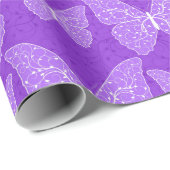 Papier Cadeau Papillon floral naturel moderne violet luxueux (Coin rond)