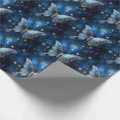 Papier Cadeau Papillon magique bleu enchanté fantaisiste fantast (Coin)