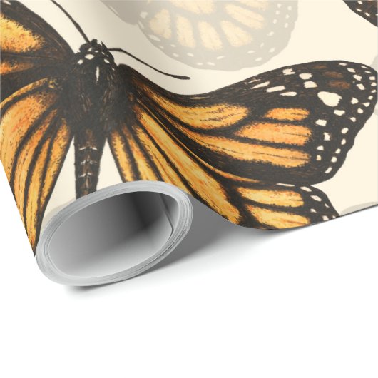 Papier Cadeau Papillon monarque (Coin rond)