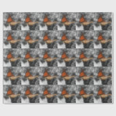 Papier Cadeau Papillon Monarque En Nature Noire Et Blanche (Plat)