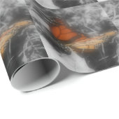 Papier Cadeau Papillon Monarque En Nature Noire Et Blanche (Coin rond)