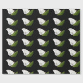 Papier Cadeau Papillon Morpho blanc sur feuille (Plat)