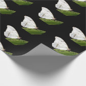 Papier Cadeau Papillon Morpho blanc sur feuille (Coin)