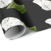 Papier Cadeau Papillon Morpho blanc sur feuille (Coin rond)