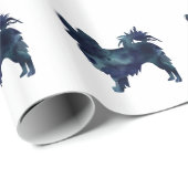 Papier Cadeau Papillon noir Aquarelle Silhouette (Coin rond)