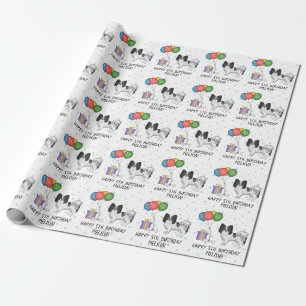 Papier Cadeau Papillon noir et blanc Chien mignon - Anniversaire