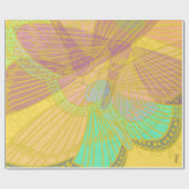 Papier Cadeau Papillon Or Chic jaune orange (Plat)