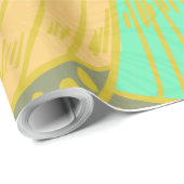 Papier Cadeau Papillon Or Chic jaune orange (Coin rond)