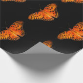 Papier Cadeau Papillon passion orange brun sur noir (Coin)