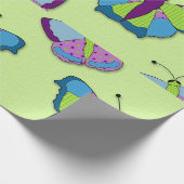 Papier Cadeau Papillon patchwork sur fond vert (Coin)