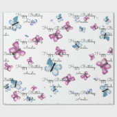Papier Cadeau Papillon personnalisé Joyeux anniversaire (Plat)