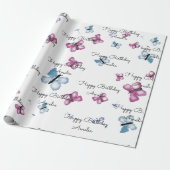 Papier Cadeau Papillon personnalisé Joyeux anniversaire (Déroulé)