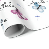 Papier Cadeau Papillon personnalisé Joyeux anniversaire (Coin rond)