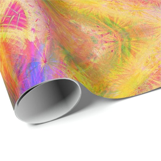 Papier Cadeau Papillon psychédélique et multicolore (Coin rond)