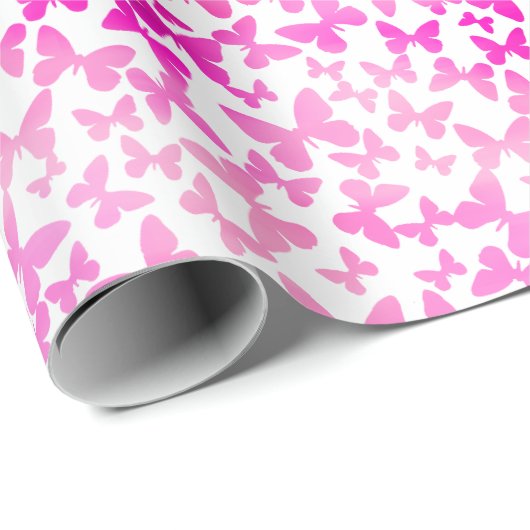 Papier Cadeau Papillon (rose) (Coin rond)