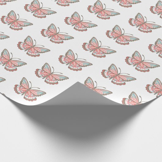 Papier Cadeau Papillon rose (Coin)