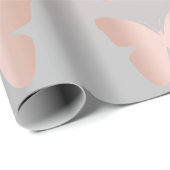 Papier Cadeau Papillon rose à la mode moderne élégant d'or (Coin rond)