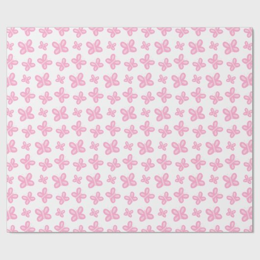 Papier Cadeau Papillon rose doux (Plat)