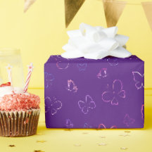 Papillon rose, violet et Motif bleu