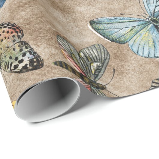 Papier Cadeau Papillon rustique (Coin rond)