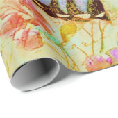Papier Cadeau Papillon sarcelle et violet (Coin rond)