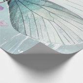 Papier Cadeau Papillon sarcelle menthe Fleurs pastel doux (Coin)