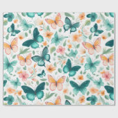 Papier Cadeau Papillon serène et fleur (Plat)