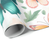 Papier Cadeau Papillon serène et fleur (Coin rond)