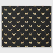 Papier Cadeau Papillon superposé de couleur et d'or (Plat)
