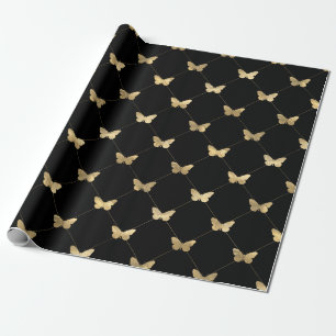 Papier Cadeau Papillon superposé de couleur et d'or