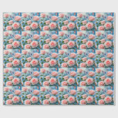 Papier Cadeau Papillon Sur Fleur Rose (Plat)